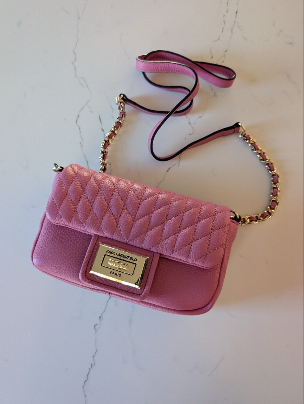 Karl Lagerfeld Pink Quilted Crossbody Bag